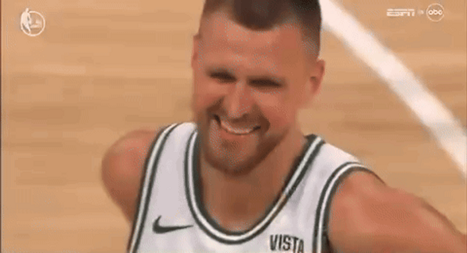 Kristaps Porziņģis Smiles On Court Celtics GIF