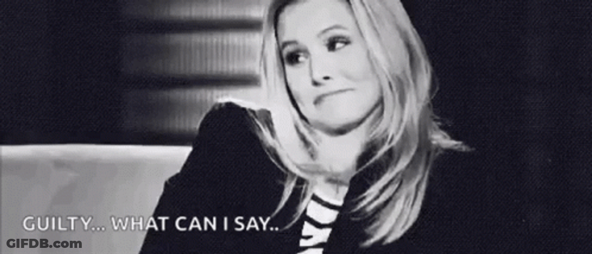 Kristen Bell Guilty Shoulder Shrug GIF