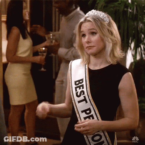 Kristen Bell Wearing Best Person Sash GIF
