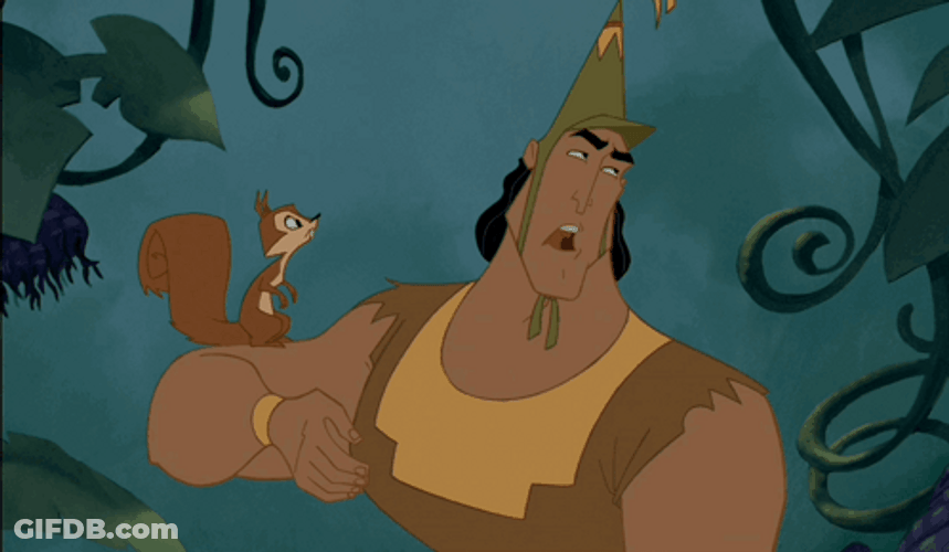 Kronk Talking To A Squirrel GIF