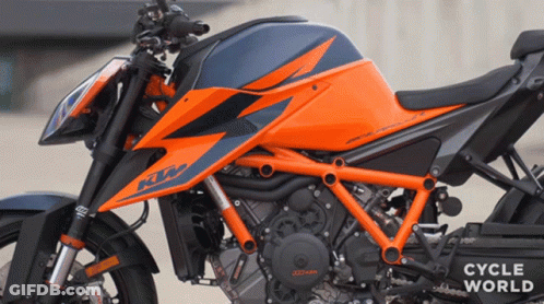 KTM Motorcycle With Cycle World Text GIF