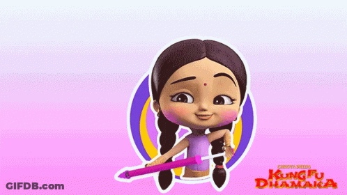 Kung Fu Dhamaka Girl Holding Pink Pencil GIF