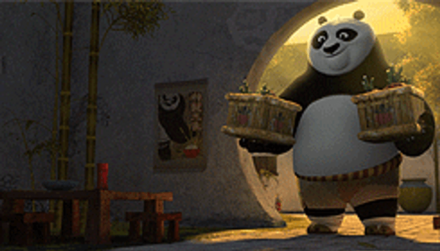 Kung Fu Panda Po Bringing Boxes GIF