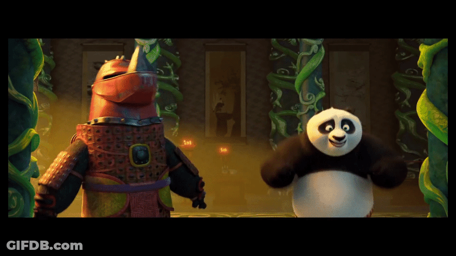 Kung Fu Panda Po With Mascot GIF