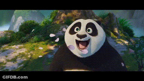 Kung Fu Panda Smiling With Petals Falling From Eyes GIF