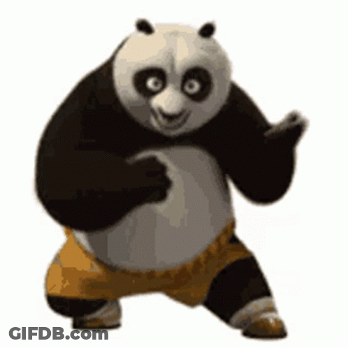 Kung Fu Panda Standing On One Leg Smiling GIF