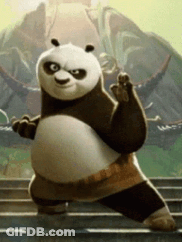Kung Fu Panda Standing On Stairs In Karate Pose GIF
