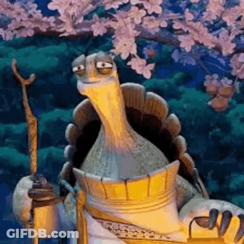 Kung Fu Panda Turtle Holding Cane GIF
