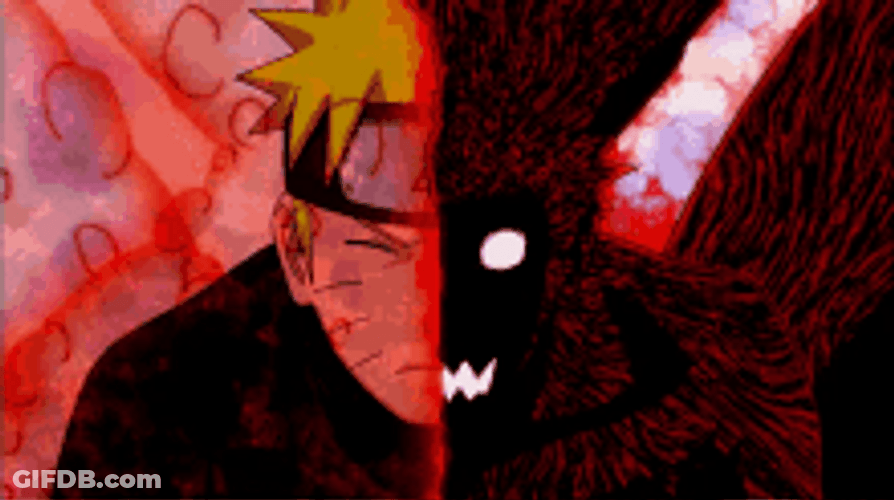 Kurama And Naruto Side Profiles GIF