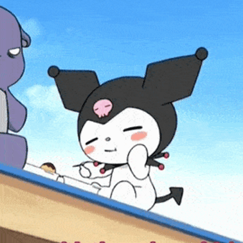Kuromi Eating With Baku GIF