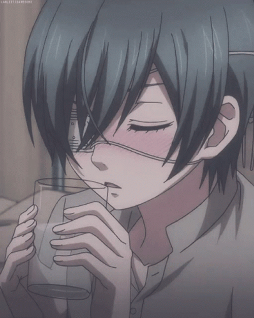 Kuroshitsuji Blushing Ciel Phantomhive Drinking Water GIF