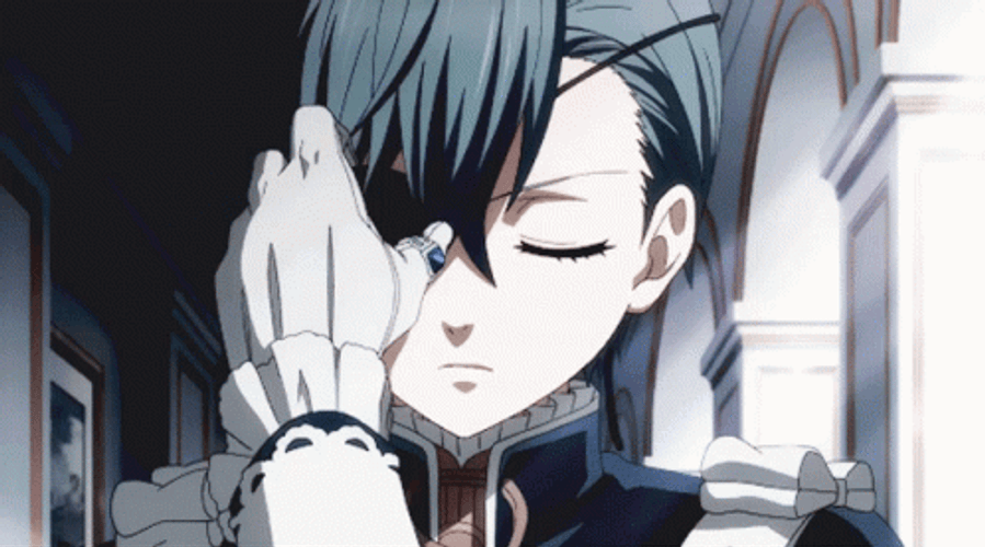 Kuroshitsuji Ciel Phantomhive Removing His Black-Eye Patch GIF