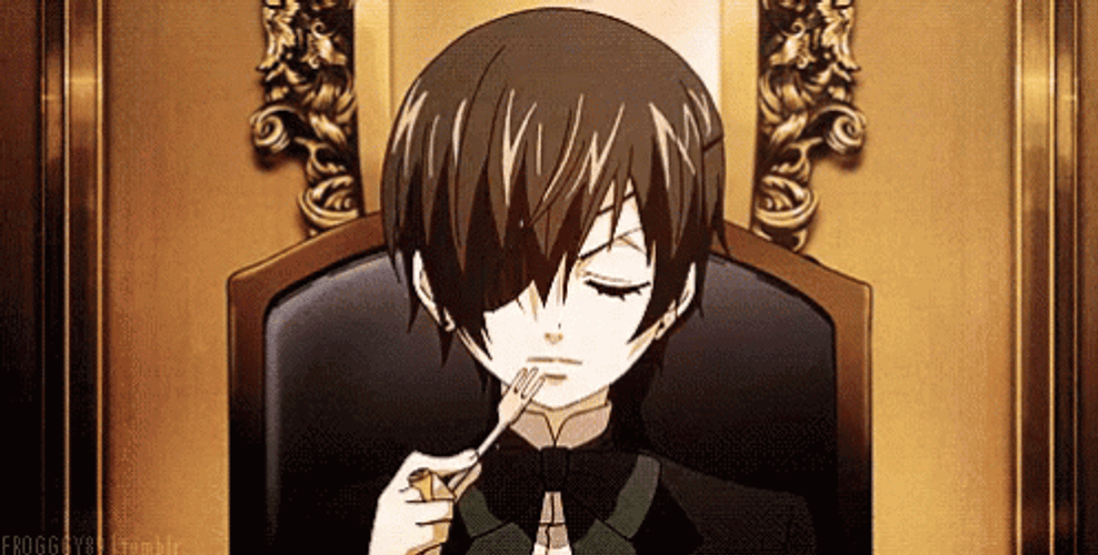 Kuroshitsuji Ciel Phantomhive Throws His Food To Sebastian GIF