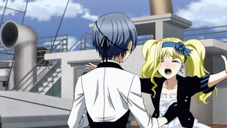 Kuroshitsuji Elizabeth Hugs Blushing Ciel Phantomhive GIF