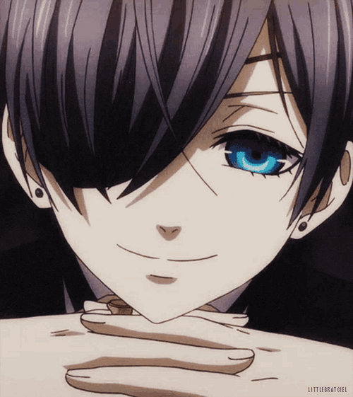 Kuroshitsuji Smiling Ciel Phantomhive Leaning On His Hands GIF