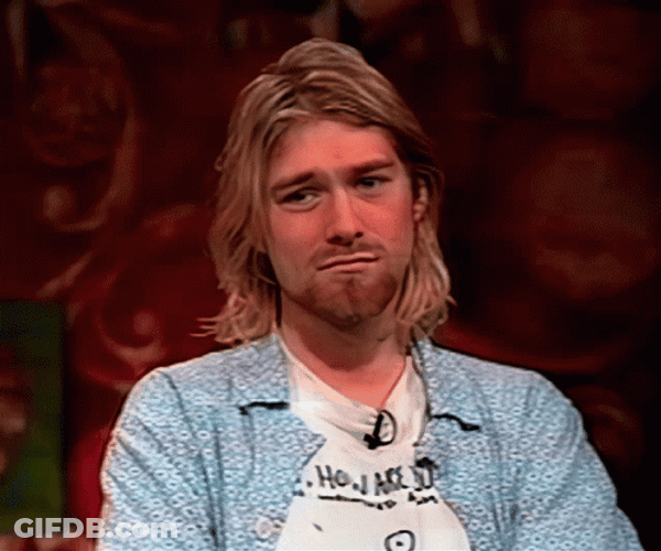 Kurt Cobain Frowning Smiling GIF