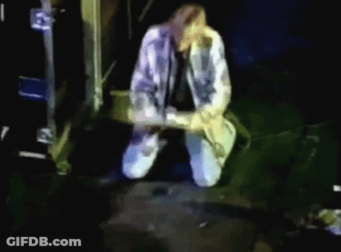Kurt Cobain Guitar Smash GIF