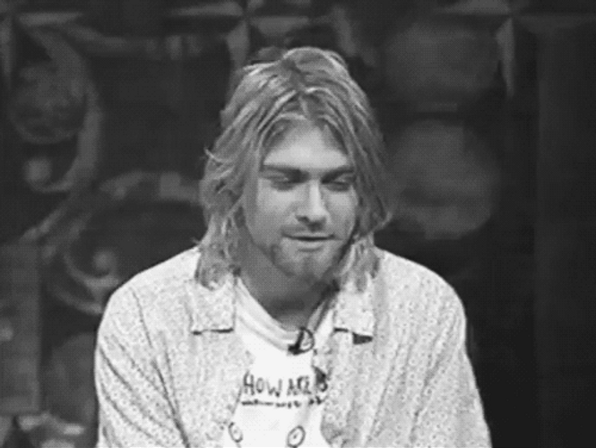 Kurt Cobain Head Shaking Greyscale GIF