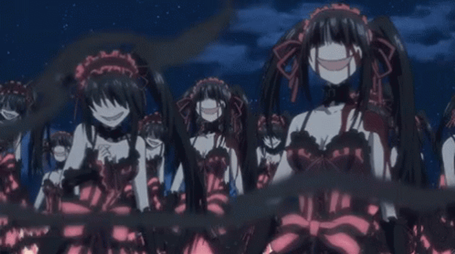 Kurumi Tokisaki Cloning Herself GIF