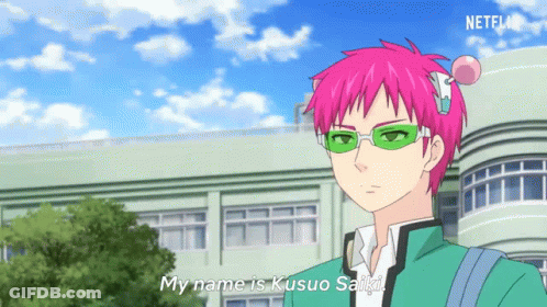 Kusuo Saiki Pink Hair Green Glasses GIF