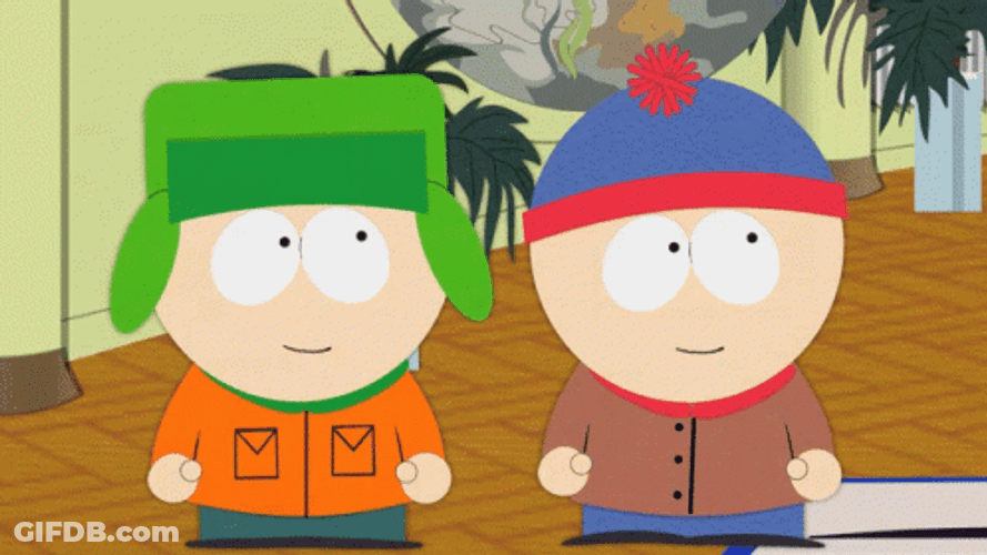 Kyle Broflovski And Stan Marsh Look Each Other GIF