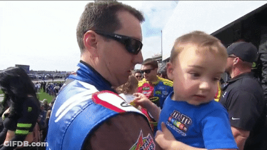 Kyle Busch Carrying His Child GIF