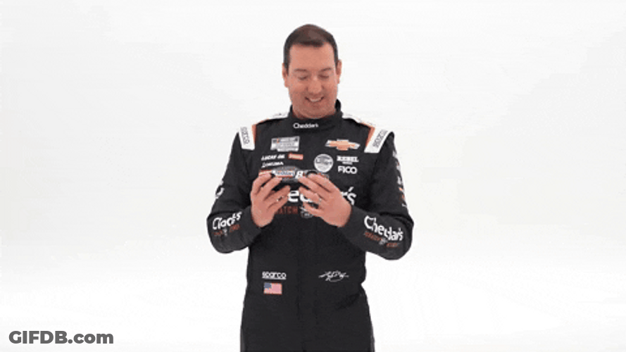 Kyle Busch Holding Toy Race Car GIF
