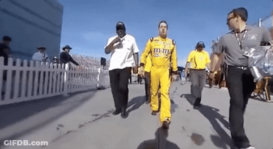 Kyle Busch Walking With Staff GIF