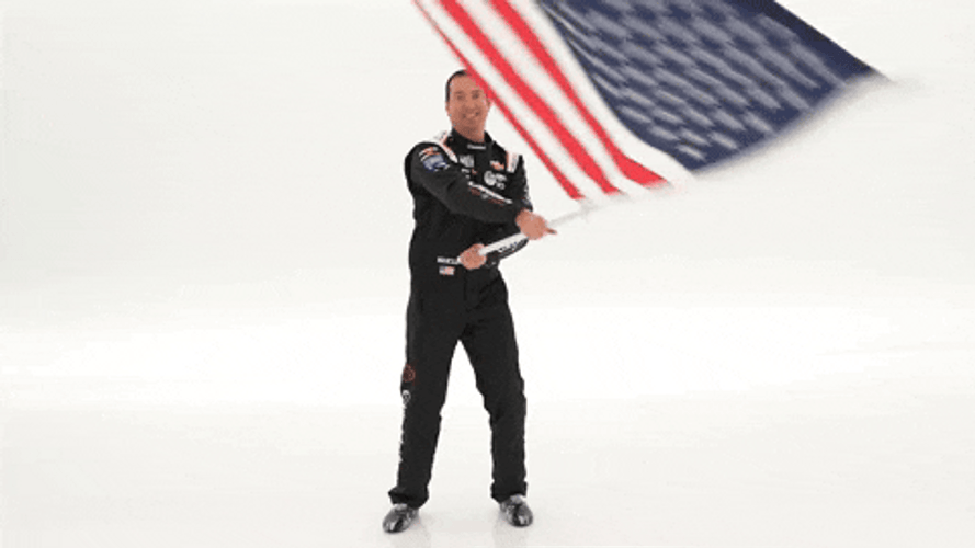 Kyle Busch Waving United States Flag GIF
