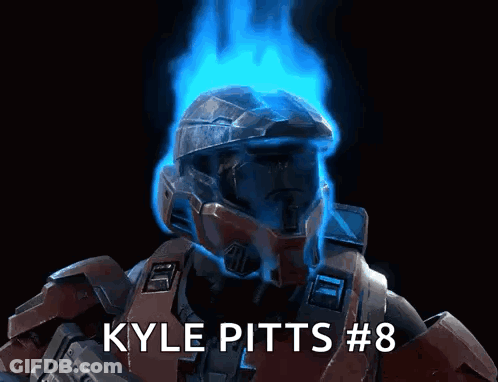 Kyle Pitts #8 Soldier With Blue Flames GIF