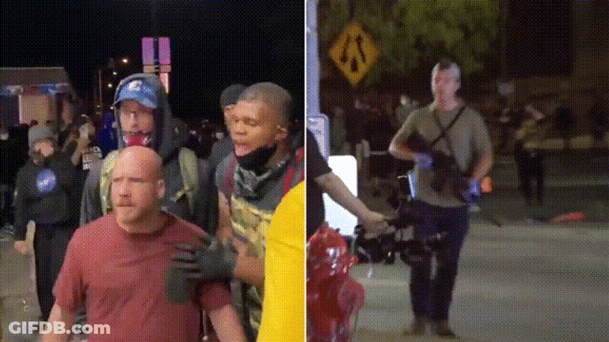 Kyle Rittenhouse Split Screen During Shooting Incident GIF