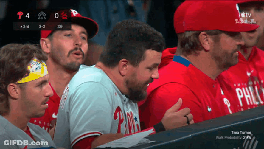 Kyle Schwarber Dancing In The Huddle GIF
