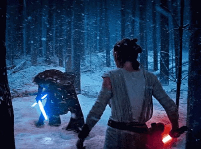 Kylo Ren Rey Skywalker Star Wars Snow Fight GIF