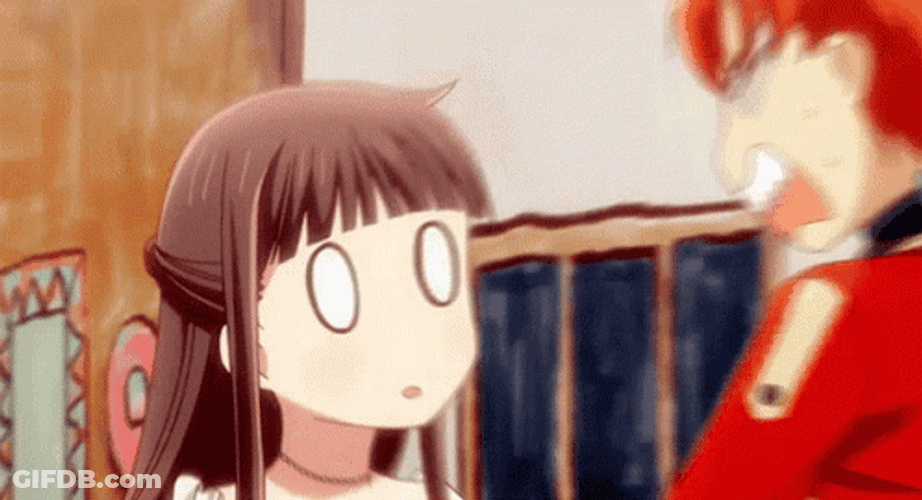 Kyo Soma Squeezes Tohru Honda's Face Fruits Basket GIF