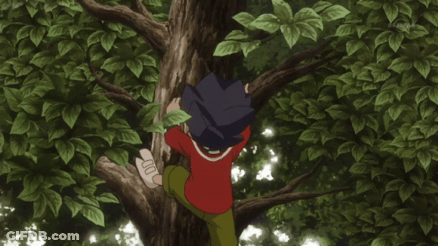 Kyousuke Tsurugi Climbing Tree Inazuma Eleven Go Anime GIF