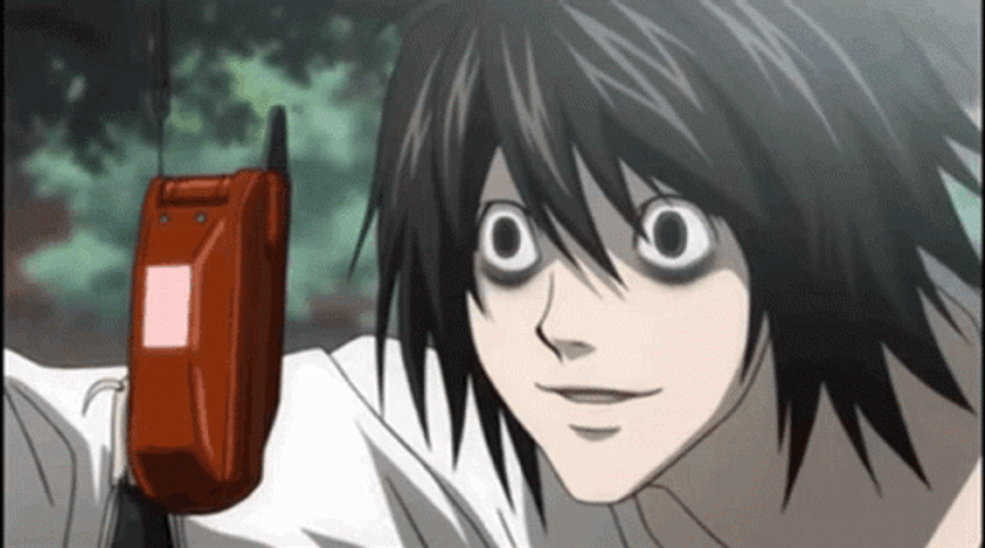 L Death Note Holding Phone GIF