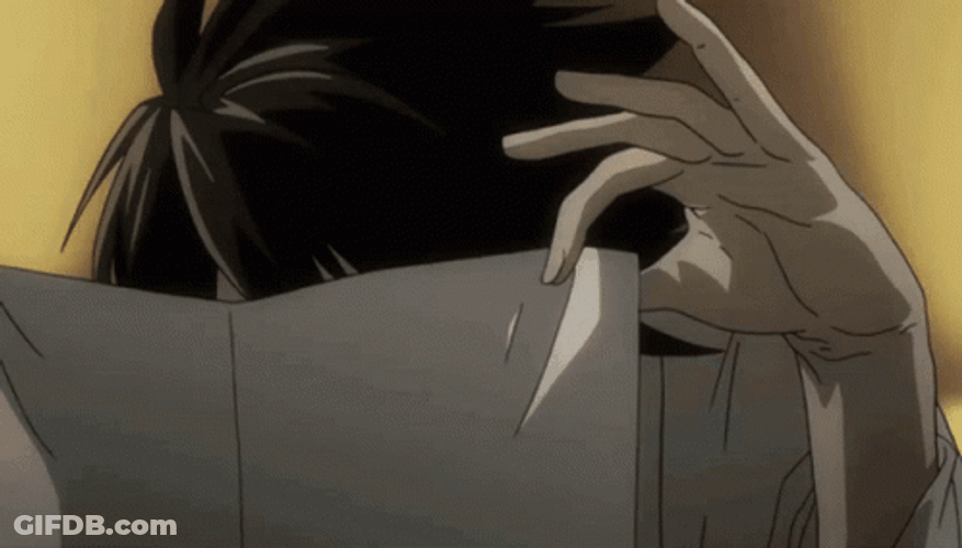L Death Note Reading Paper GIF