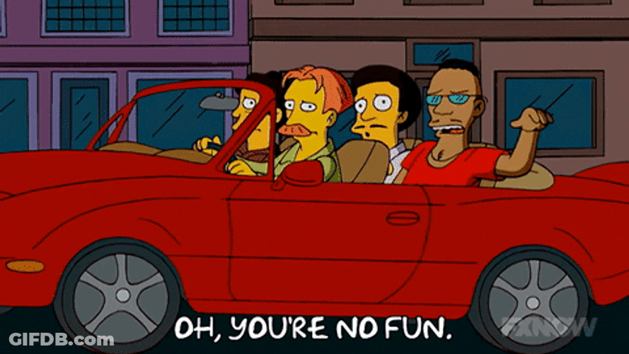 L7 Weenie The Simpsons Characters In Red Car GIF