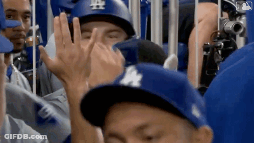 LA Dodgers Players High Fiving GIF