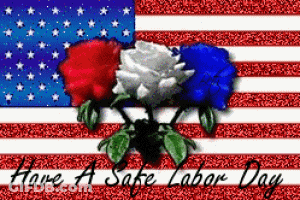 Labor Day Greeting Card With Roses And American Flag GIF