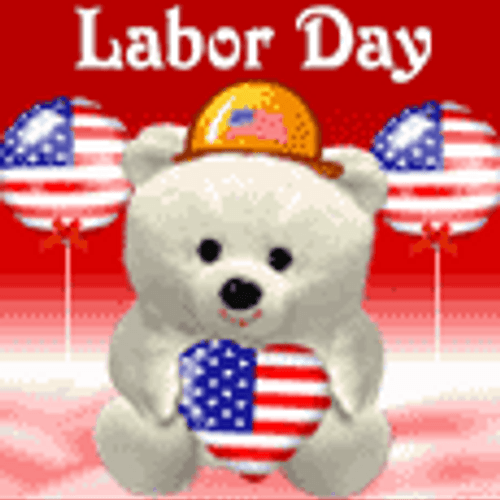 Labor Day Polar Bear US Flag GIF