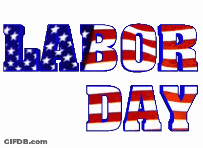 Labor Day Sign With American Flag GIF