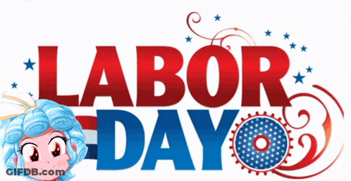 Labor Day Sign With Little Girl GIF