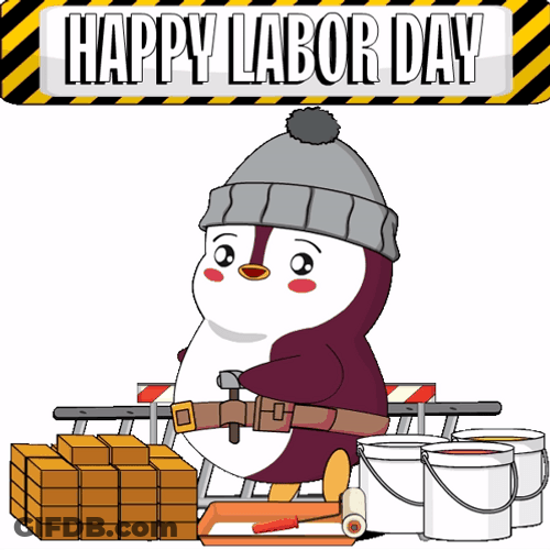 Labor Day Weekend Grinding Penguin GIF