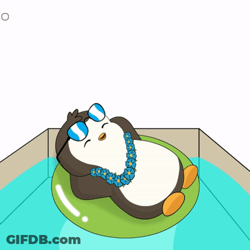 Labor Day Weekend Penguin On Pool GIF