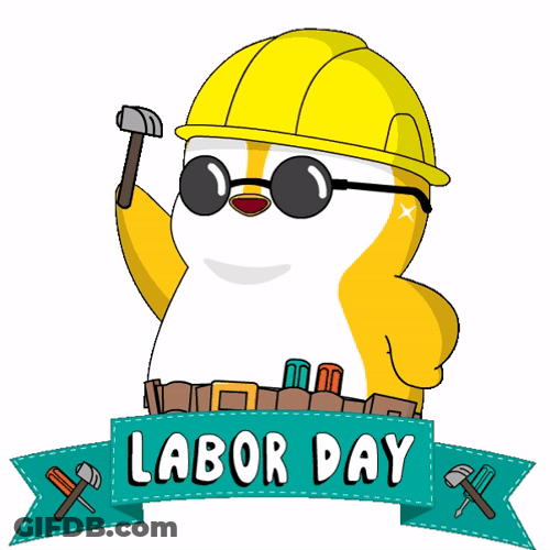 Labor Day Weekend Working Penguin GIF