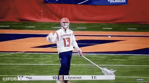 Lacrosse Player Number 13 Holding Stick GIF