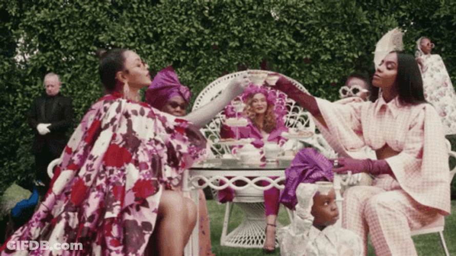 Ladies Having Tea Party At Garden GIF