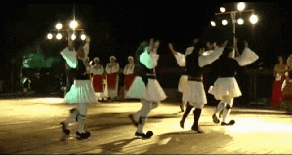 Ladies In Fustanella Executing Greece Traditional Dance GIF