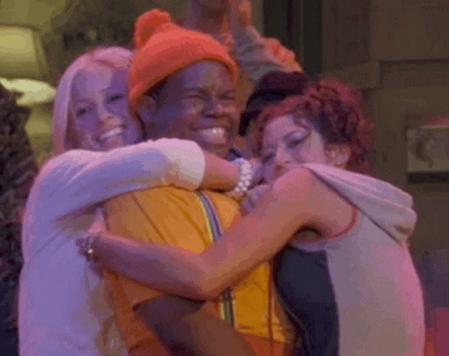 Ladies Man Fat Albert Hugged By Two Girls GIF